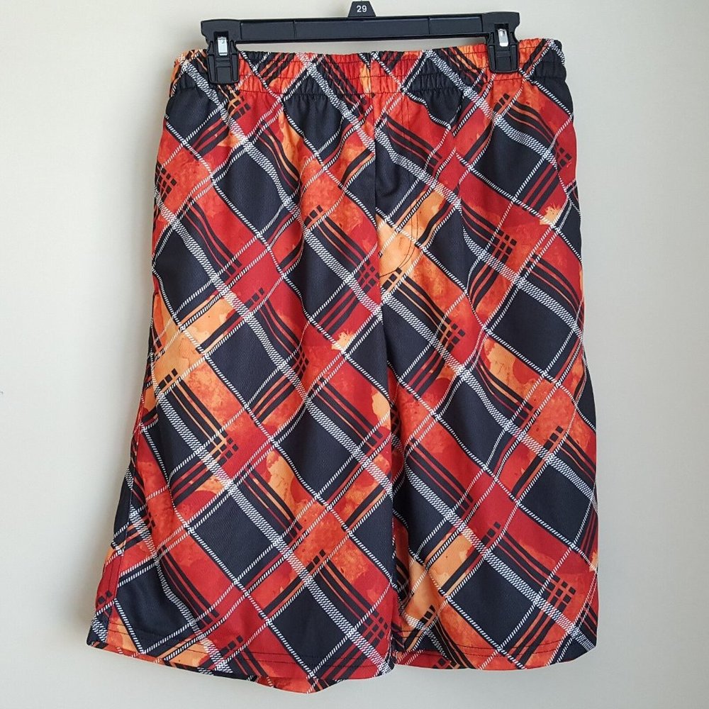 Wave Zone Men's Swim Trunks Shorts Orange Black Drawstring Size 32/34 New